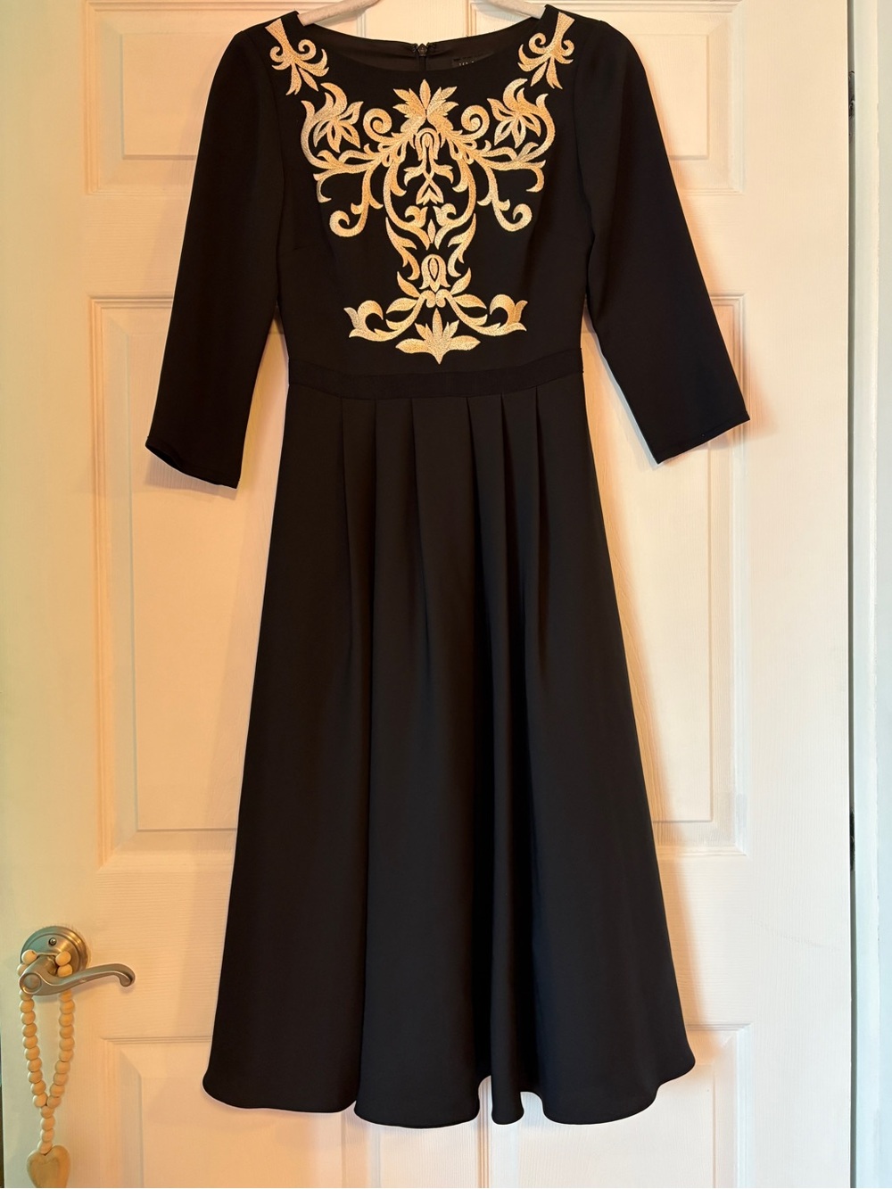 Ted Baker London Black Shamari Dress with Gold Embroidered Bodice